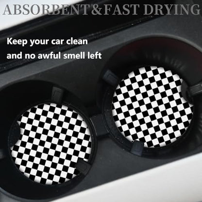 Cute Car Coasters for Cup Holders, 2 Pack Absorbent Universal Neoprene