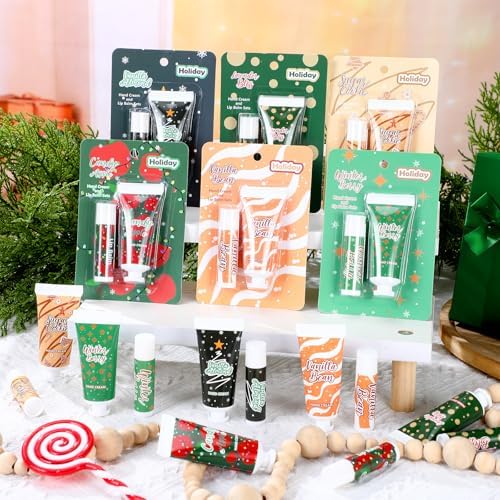 Loopeer 48pcs/24sets Christmas Hand Cream and Lip Balm Gifts for Women