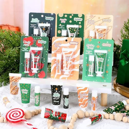 Loopeer 48pcs/24sets Christmas Hand Cream and Lip Balm Gifts for Women