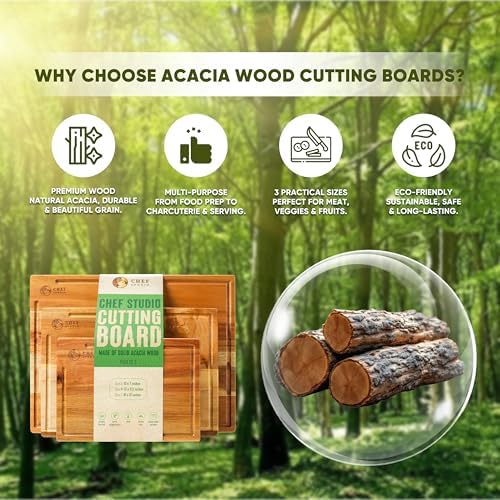 Acacia Wood Cutting Board (Set of 3) – Wooden Cutting Boards for