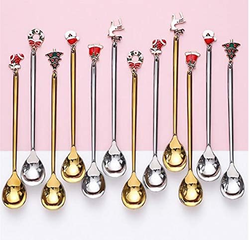 AKOAK 6 pcs/set Christmas Stainless Steel Spoon Set Creative