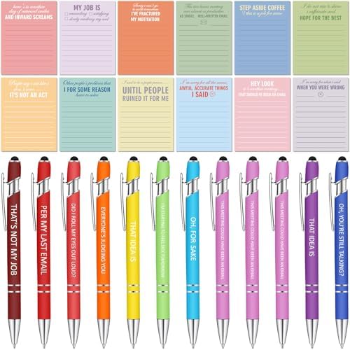 24 Pcs Sarcastic Sticky Notes with Pens 3" x 4" Funny Gifts for