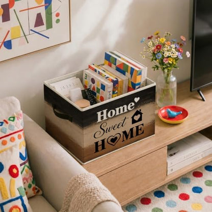 Home Sweet Home Farmhouse Foldable Storage Bins with Handles | Sweet