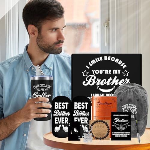10 PCS Brother Gifts from Sister with 20 Oz Tumbler Journal Cap