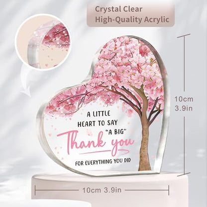 Thank You Gifts for Women, Appreciation Gifts Acrylic Heart Plaque