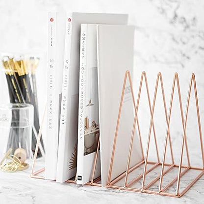Sooyee 9 Slot Metal Record Holder Storage, Rose Gold