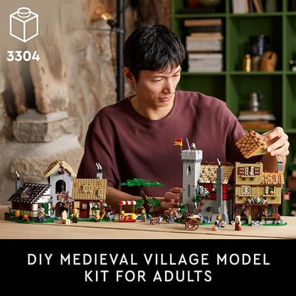 LEGO Icons Medieval Town Square Building Set for Adults - Office or