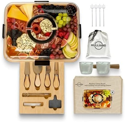 Charcuterie Board Set with Handless Lid – Bamboo Cheese Board with
