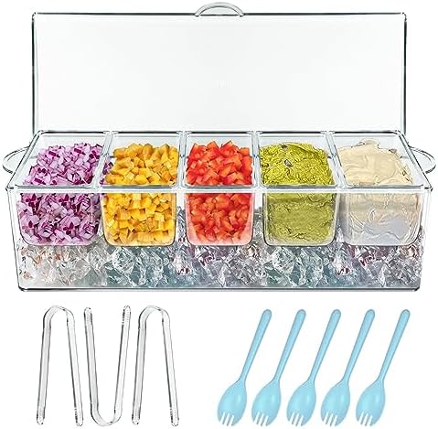 INNOVATIVE LIFE Bar Serving Tray on Ice with 5 Compartments Container
