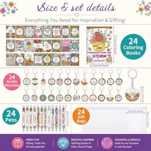 Sinload 96 Pcs Positive Coloring Book Gift Set with Inspirational Pens