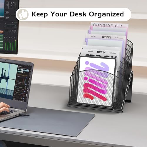 Sinboun Inclined Desk File Organizer Folder Holder with 8-Section