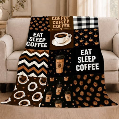 Coffee Blanket Cafe Gifts for Drinks Lover Throw Blanket Coffee Cup