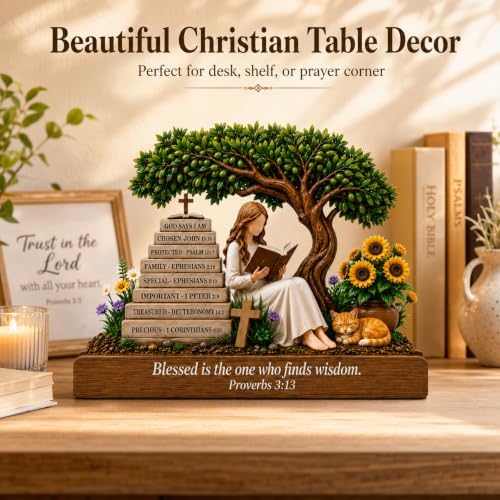 Christian Gifts for Women: "God Says I Am" Bible Verse Wooden Desk