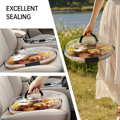 Renmxj Large Round Charcuterie Boards with Lid, Cheese & Serving Tray