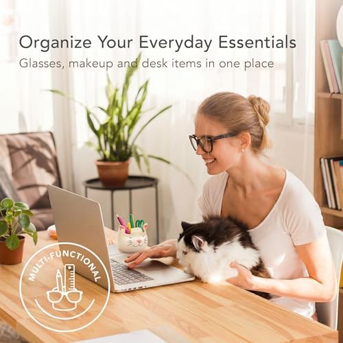 White Cat Eyewear Holder, Multi-Purpose Accessories for Makeup and
