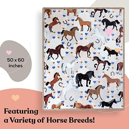 Horse Blanket for Girls, 50x60 Soft and Cozy Horse Throw Blanket for