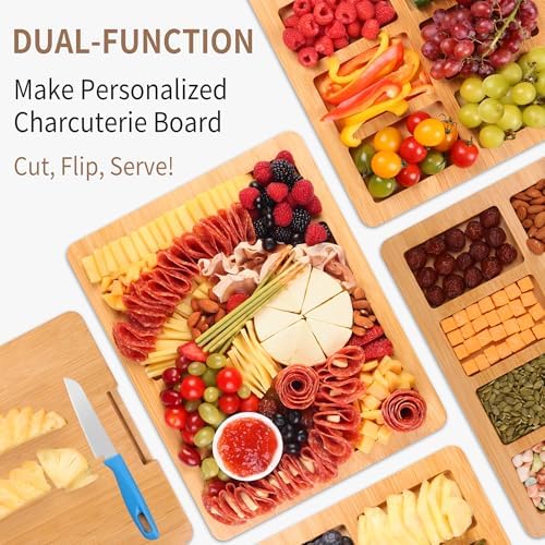 CAWIU Portable Charcuterie Board with Lid, Travel Cheese Board & Snack