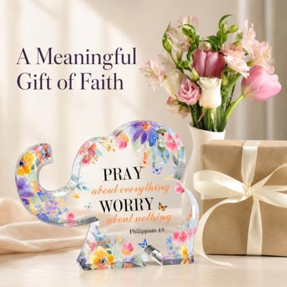 Christian Elephant Acrylic Inspirational Bible Verse Sign