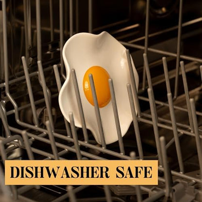 Fried Egg Ceramic Spoon Rest for stove top and kitchen counter | Large