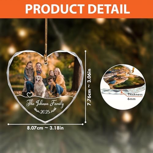 Custom Family Glass Ornament 2026, Personalized Christmas Ornaments