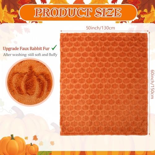 Tegeme Fall Halloween Pumpkin Throw Blanket 50" x 60", 3D Pumpkin