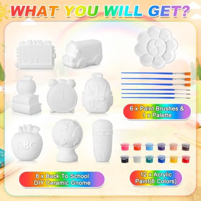 Reallnaive 8 Pack Back to School Ceramic Painting Kit for Kids &