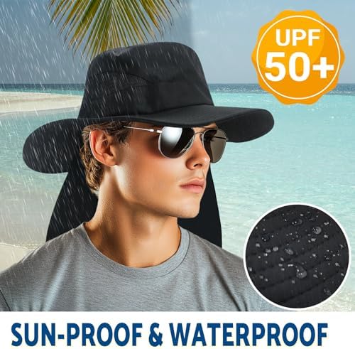 NPJY Sun Fishing Hats with Neck Flap for Men Women UV Sun Protection