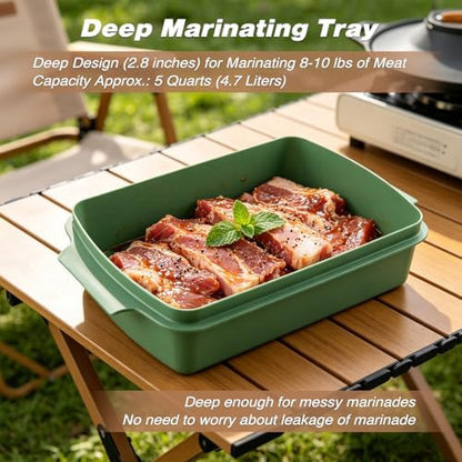 Sunmei Grill Prep and Serving Trays, 3-in-1 Stackable BBQ Food Tray