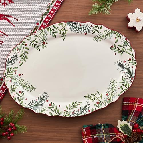 Bico Santa On The Way 16 plus 14 inch Scalloped Oval Platters Set, Set