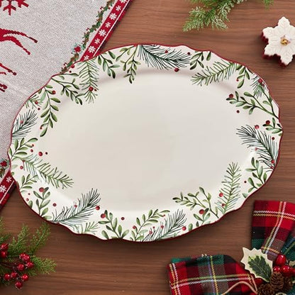 Bico Santa On The Way 16 plus 14 inch Scalloped Oval Platters Set, Set