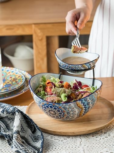 YHOSSEUN Chip and Dip Serving Set, 2 Tierd Serving Bowl Set