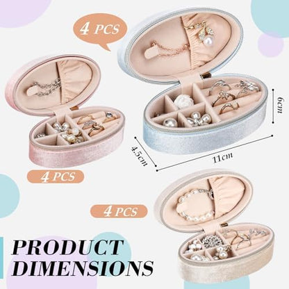 Kenning 12 Pcs Small Velvet Jewelry Case Travel Organizer