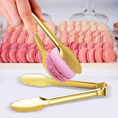 4 Pack Gold Serving Tongs XEVOM Buffet Tongs Serving Utensils Salad
