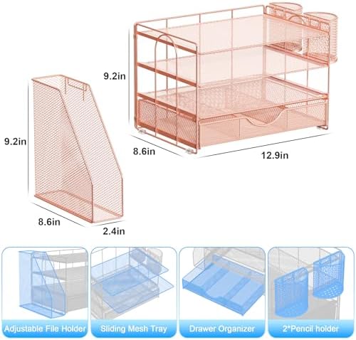 gianotter Desk Organizers and Accessories with File Holder, 4-Tier
