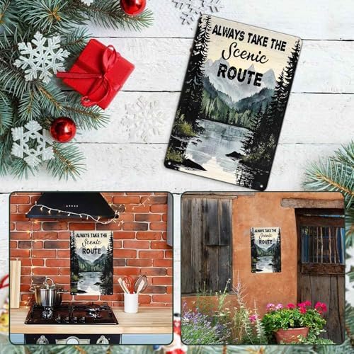 Metal Camping Tin Sign Always Take the Scenic Route Vintage Sign for