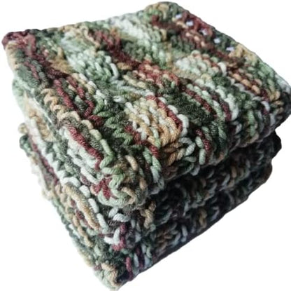Knitted Dish Cloths Handmade 3-Piece Hand Knit Dishwashers Reusable