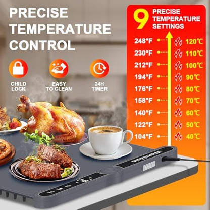 Warming Mat for Food, Upgrade Rapid Heating System, Roll-Up Design
