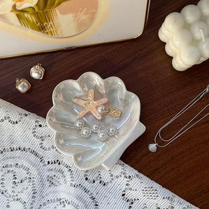 Shell Trinket Dish, Ceramic Ring Holder/Jewelry Tray, Cute Organizer