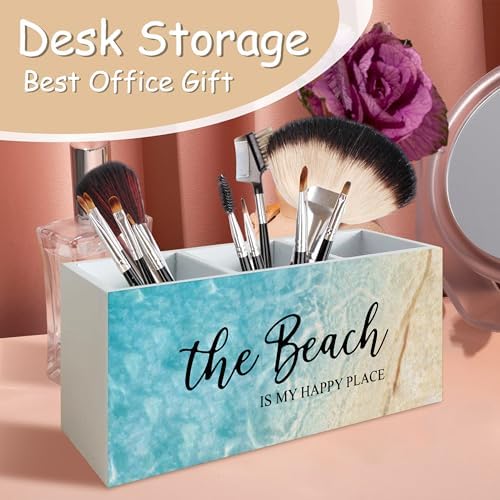Beach Gifts for Women Men, The Beach Is My Happy Place Pen Holder for