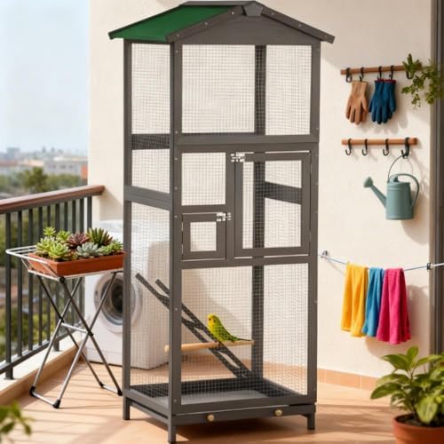 Sturdy Wooden Bird House with Natural Cedar Finish, Ventilated Design