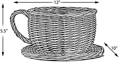 Wicker Saucer Coffee Mug Cup Decorative Gift Basket Desk Organizer