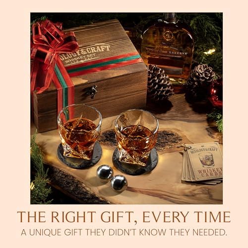 Mixology & Craft Crystal Whiskey Decanter Set 24oz with Glasses &