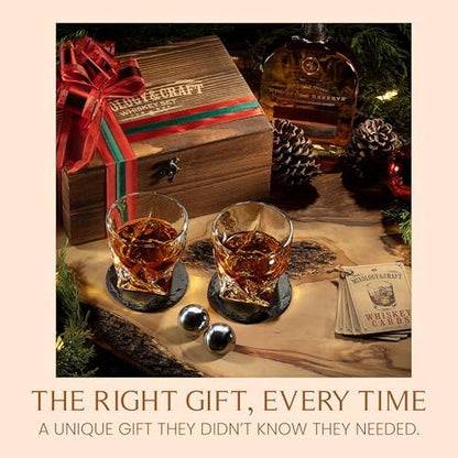 Mixology & Craft Crystal Whiskey Decanter Set 24oz with Glasses &