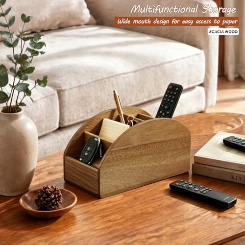 Wood TV Remote Control Holder, Cute Pen/Pencil Holder, Desktop
