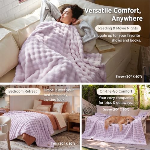 Bedsure Cloud Bubble Throw Blanket, Light Purple Gifts Room Decor