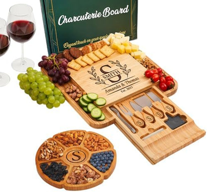 Personalized Charcuterie Board for Couple, Custom Engraved Large