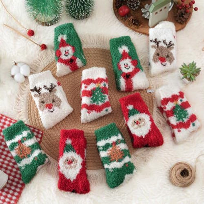 Trifabricy Fuzzy Socks, 5 Pairs Cute Chirstmas Fuzzy Socks for Women