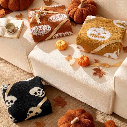 BEDELITE Pumpkin Fall Throw Blanket for Decor & Gift, Burnt Orange
