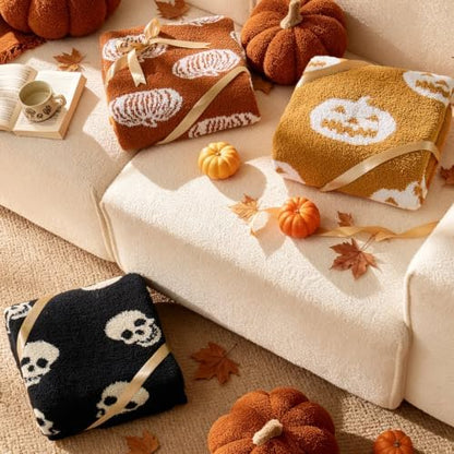 BEDELITE Pumpkin Fall Throw Blanket for Decor & Gift, Burnt Orange
