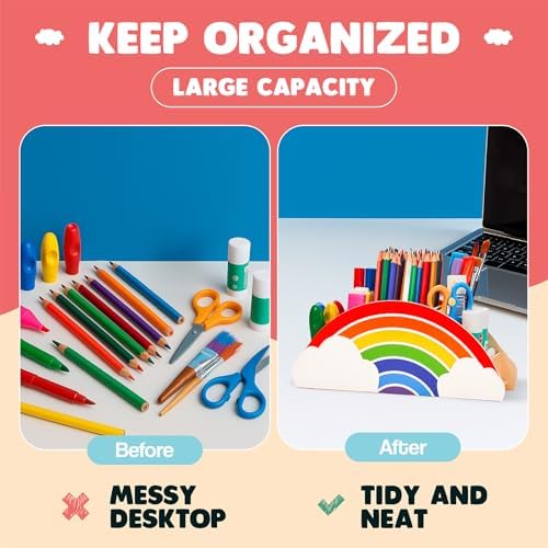 GAMENOTE Rainbow Wooden Desk Organizer Natural Wood No Smell